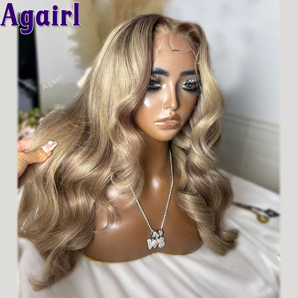 

Ash Blonde Transparent 13x4 13x6 Body Wave Lace Frontal Wig 613 Colored Human Hair Wigs For Black Women 30 Inch Pre Plucked 200%