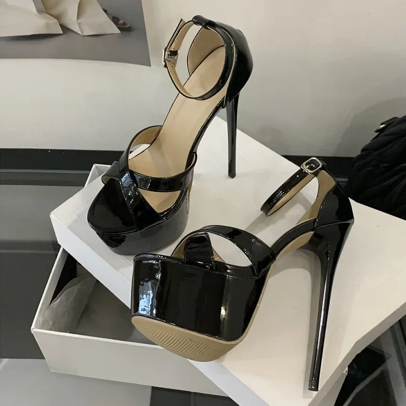 

Aneikeh уличный стиль фетиш ультра-шпильки на высоком каблуке летние пикантные женские сандалии с открытым носком и пряжкой на ремешке обувь для танцев на пилоне