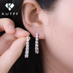 3-5mm Size Gradient Moissanite Drop Earrings for Women 925 Sterling Silver Long Tassel Diamond Stud Earring with Certificates