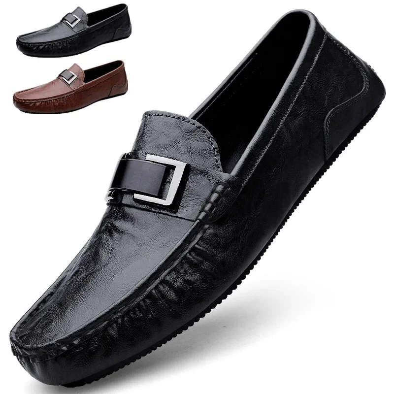 

Moccasins Loafers Men's Genuine Leather Business High-End British Casual Leather Shoes Soft Bottom Slip-on