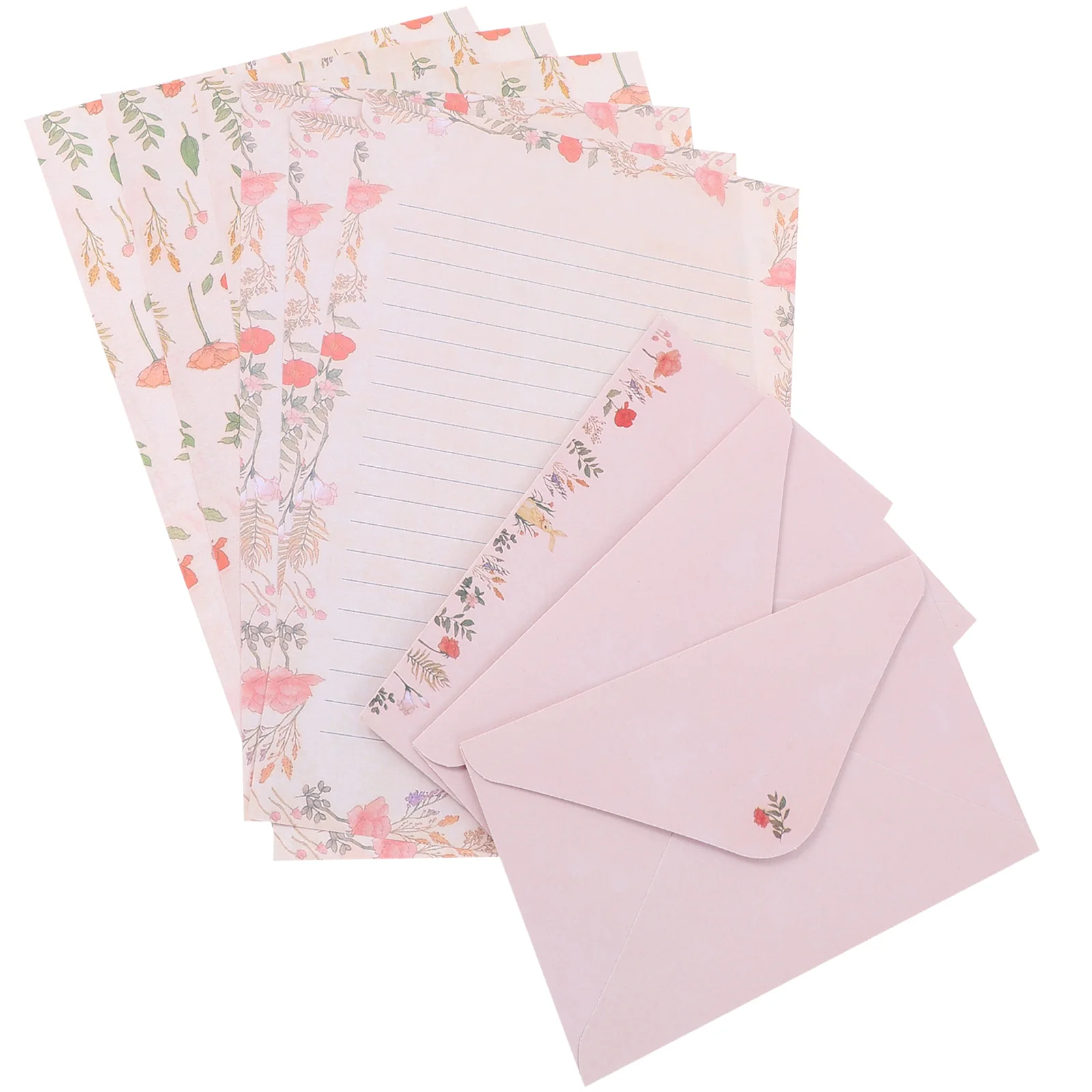 

5 Sets Thick Paper Smooth Writing Flower Animal Envelope Stationery Kit Practical Gift Envelope Kit Letter Paper Set