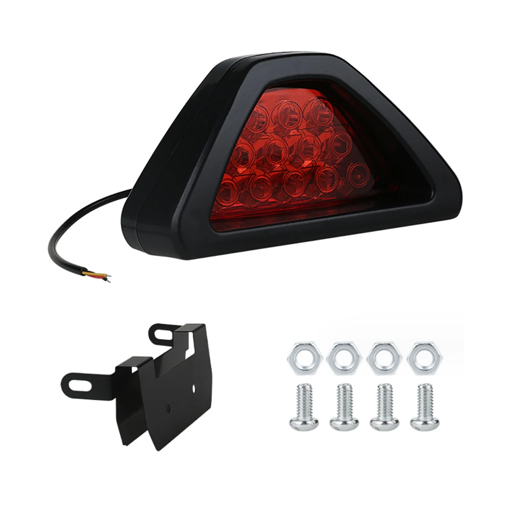 Universal Car Motorcycle LED Rear Stop Tail Light Signal Lamp F1 Triangle Type  Brake Light Flash Strobe Fog Lamp Warning Light 