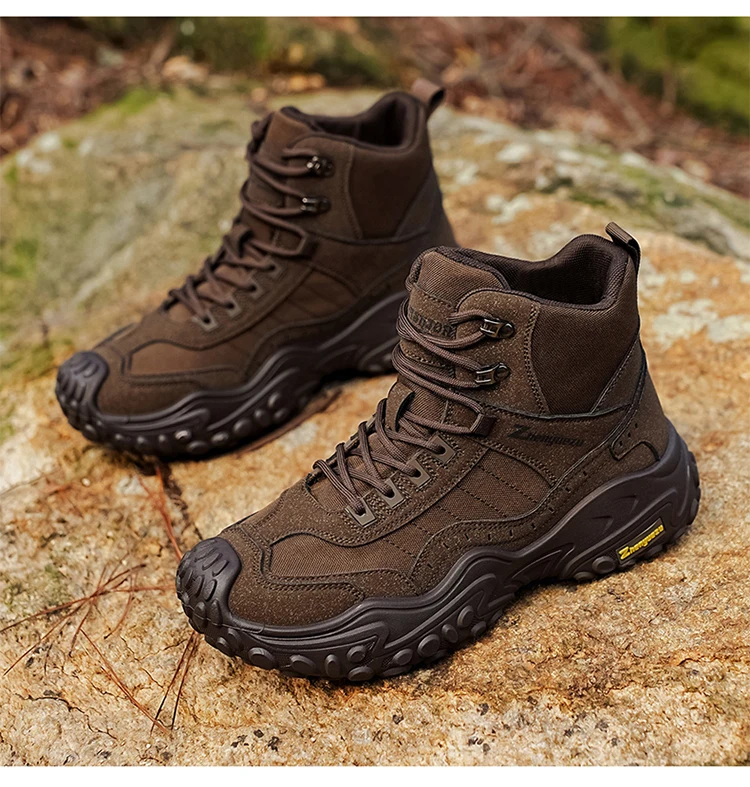 Modische Herren-High-Top-Stiefel mit dicker Sohle, abriebfest, bequem und atmungsaktiv, ideal für Outdoor-Abenteuer, Camping und Wandern. – Detail 21