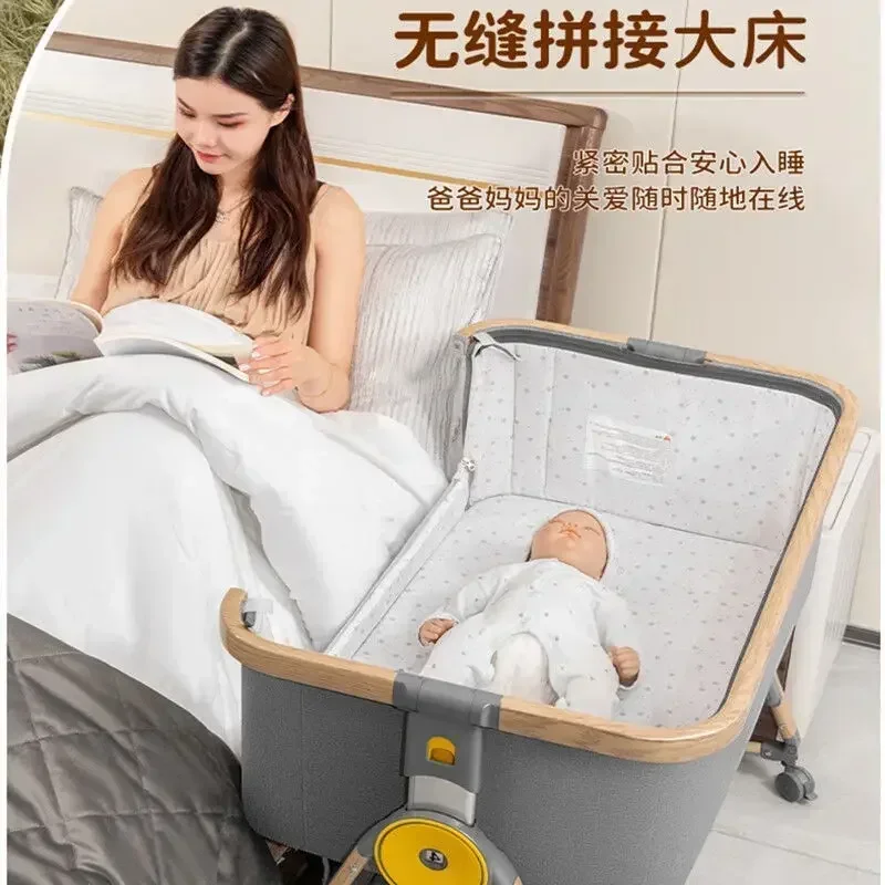 Baby Crib Portable Cradle Bed Foldable Multifunctional Bb Bed Newborn Splicing Large Bed