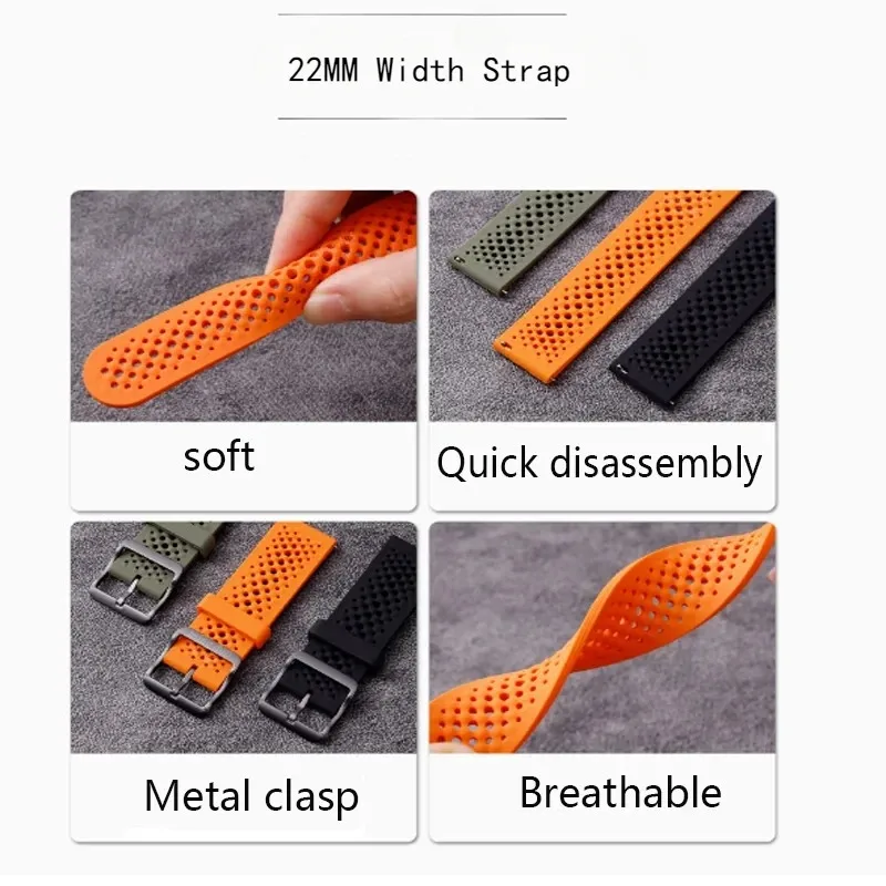 Силиконовый ремешок 22 мм для Huawei Watch GT5/GT5 Pro GT4, дышащий ремешок 46 мм, аксессуары для браслета Huawei Watch 4 3 Pro Correa
