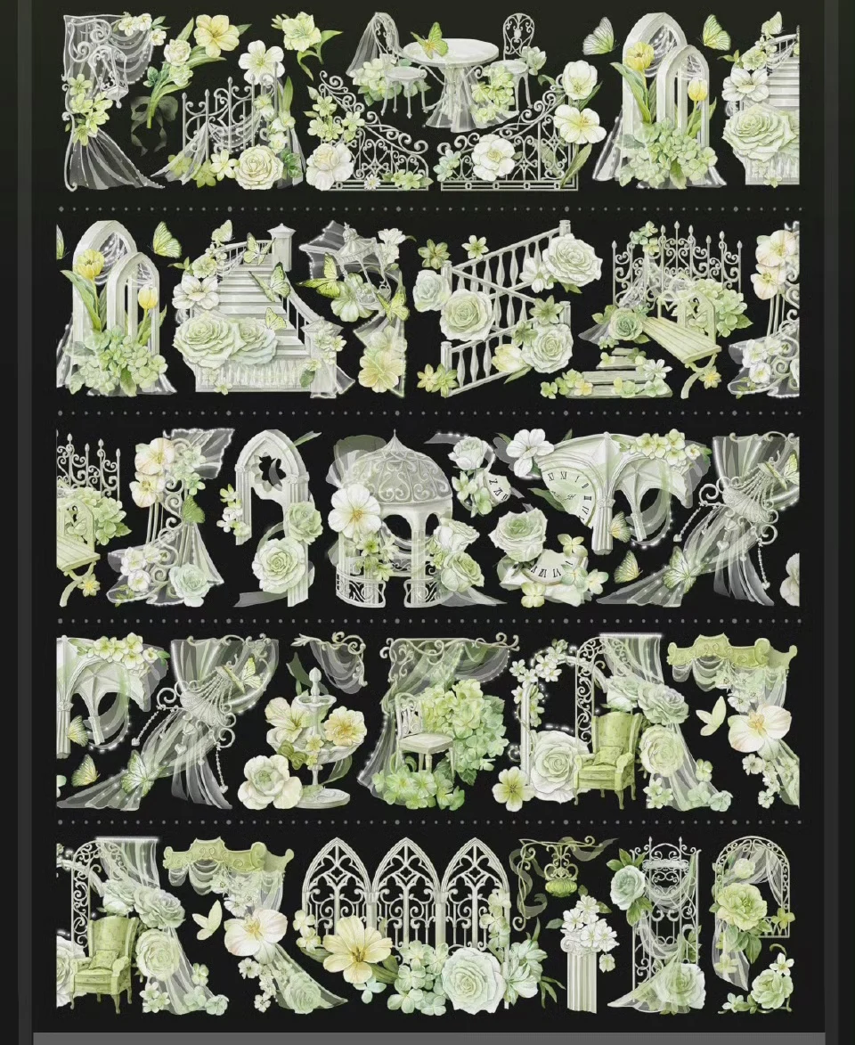 多くのデザイン - 1 ループ ブルー スズラン アジサイ ロータス フローラル ペット 和紙テープ シェル ライト ラスター