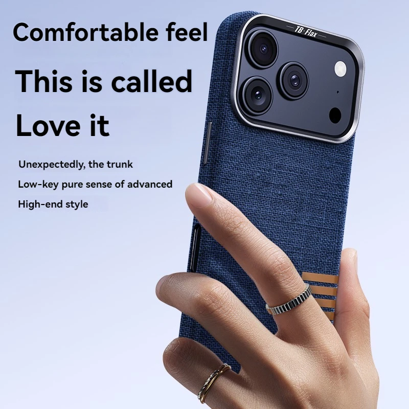 High End Business Magnetic Leather Case for IPhone 17 Pro Max 16 15 14 13 Technology Fabric Wireless Charger Anti Drop Cover view 3