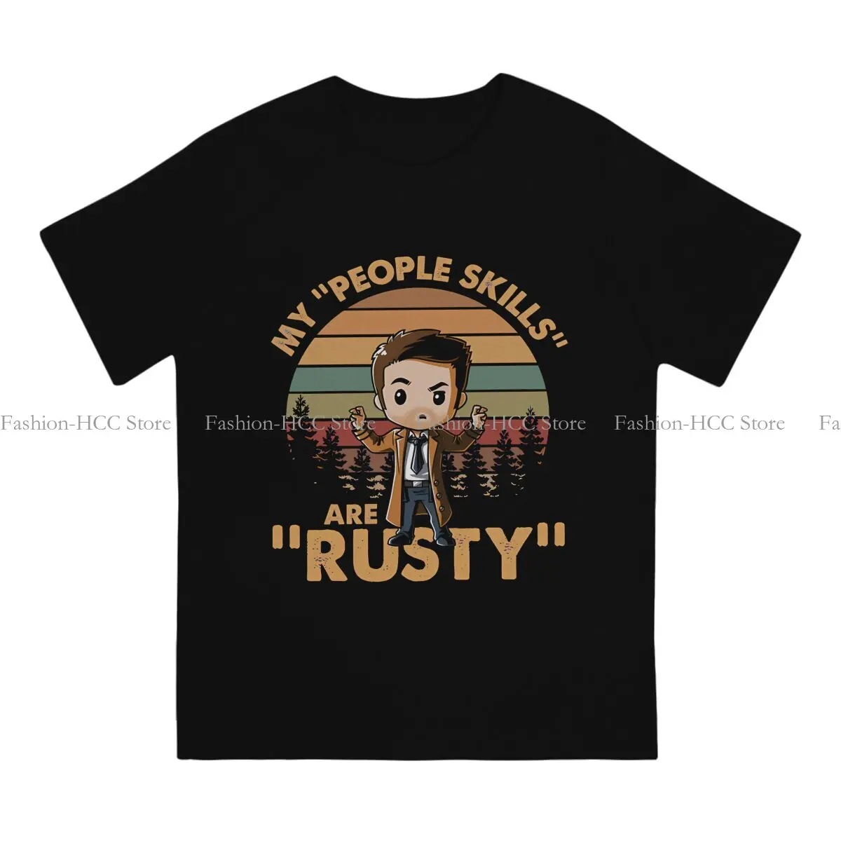 Dean Winchester Supernatural Polyester TShirt for Men Castiel My People Skills Are Rusty Humor Summer Tee T Shirt Novelty Trendy