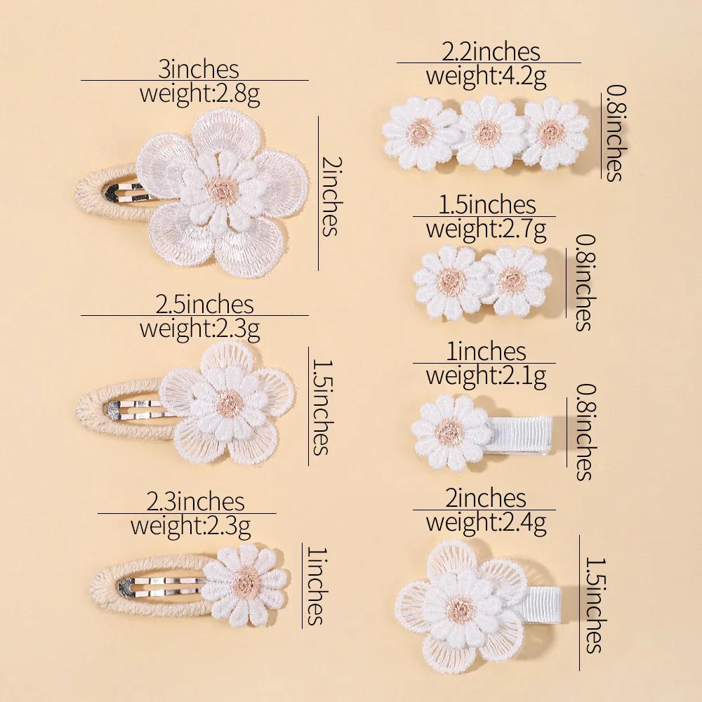 2/5pcs Ins Daisy Flower Hair Clips Baby Girl Hairpins for Kids Lace White Barette Princess Hooks Infant Accessories Korean