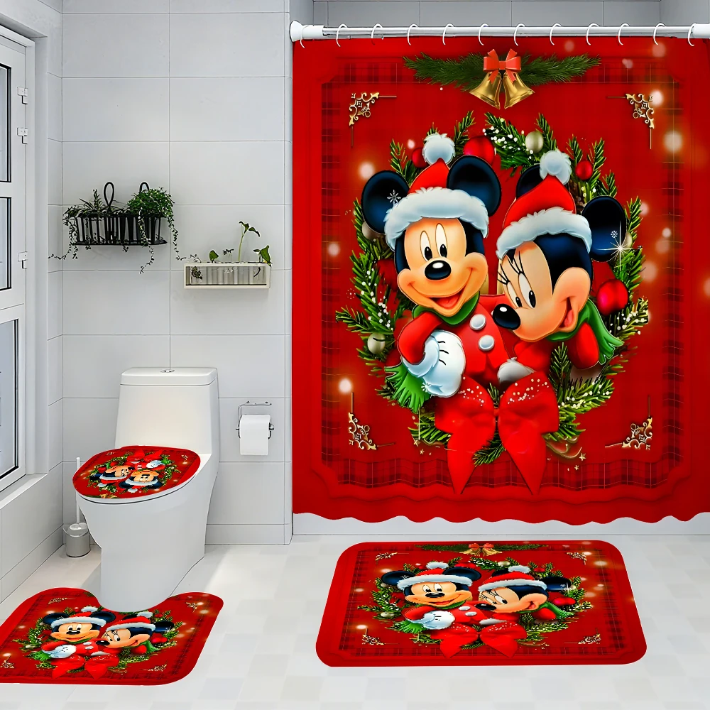 

Набор из четырех предметов для ванной комнаты с Микки Маусом Disney — авангардная водонепроницаемая занавеска для душа, создающая полный комплект для ванной комнаты