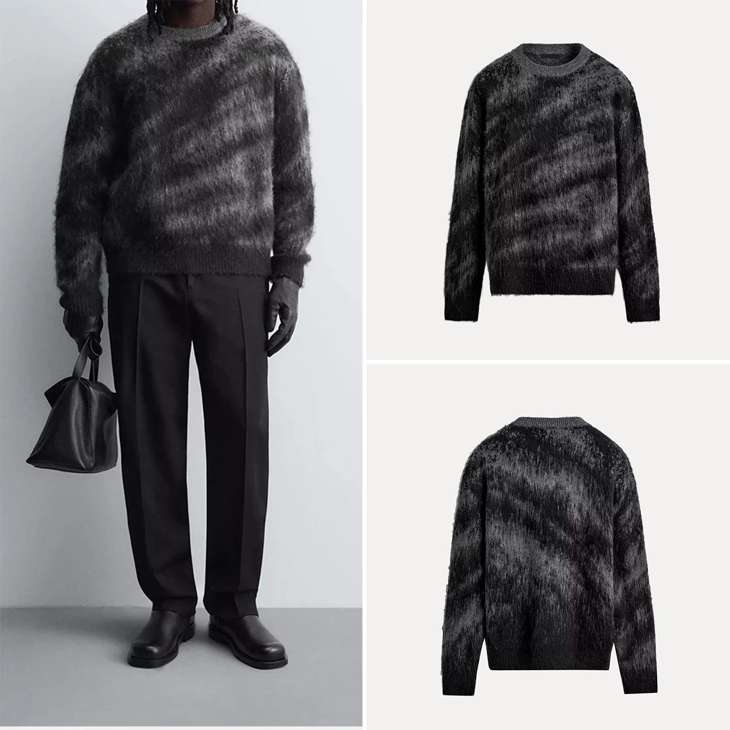 

Свободный крой, вязаный длинный свитер Све, круглый, осень 2023, новый мужской свитер Faion Brued с текстурой и вышивкой, удобный, дышащий