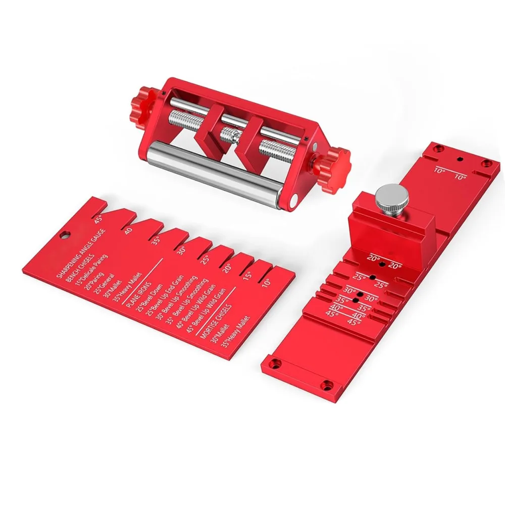 Aluminum Alloy Chisel Sharpening Jig Multiple Angle Setting 0.12-2.9 Inch Width Honing Guide Sharpening Kit Woodworking Use