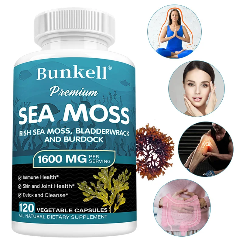 Organic Sea Moss + Fucus, Burdock- Prebiotic Superfood Immune & Digestive Health - Thyroid, Skin, Keto Detox, Gut, Joint Support