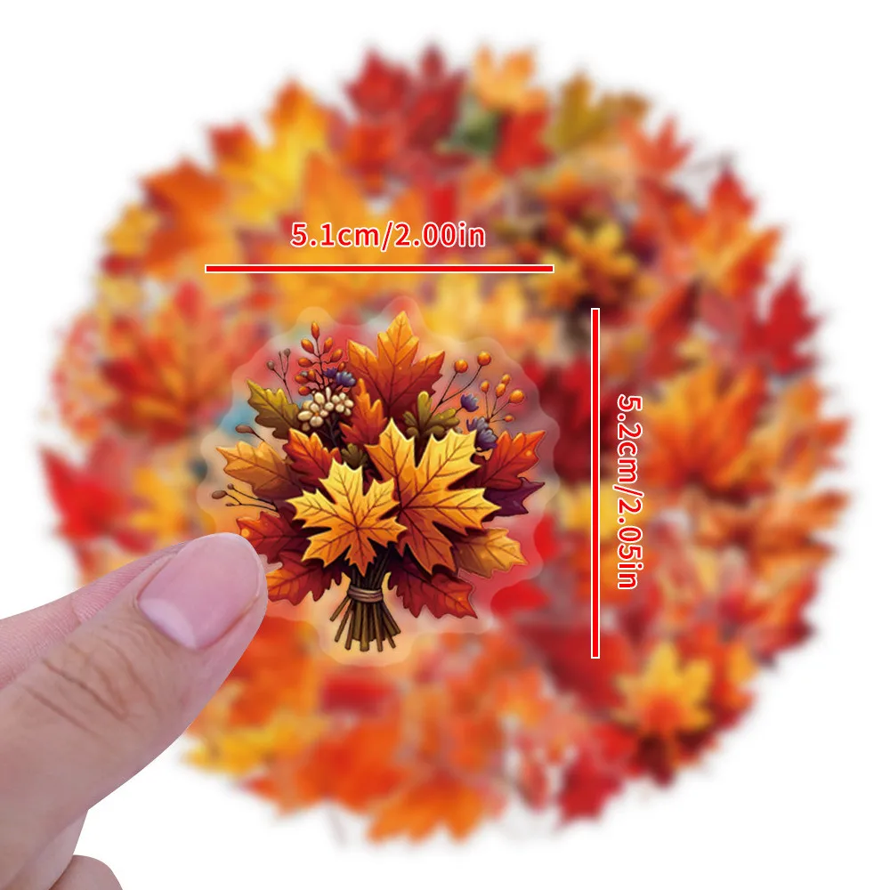 60 Pieces Transparent Maple Leaf Sticker Pack - Waterproof Transparent PET Journal Materials & Decor LanLanStickersWorld Store