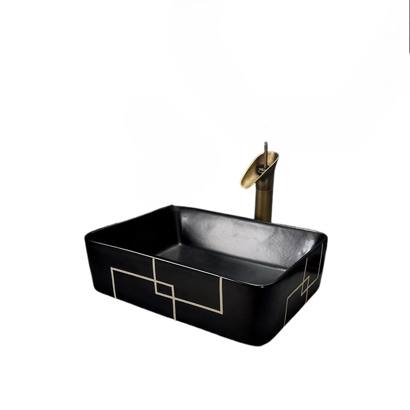 

Ceramic table basin retro wind washbasin balcony bathroom art washbasin rectangular