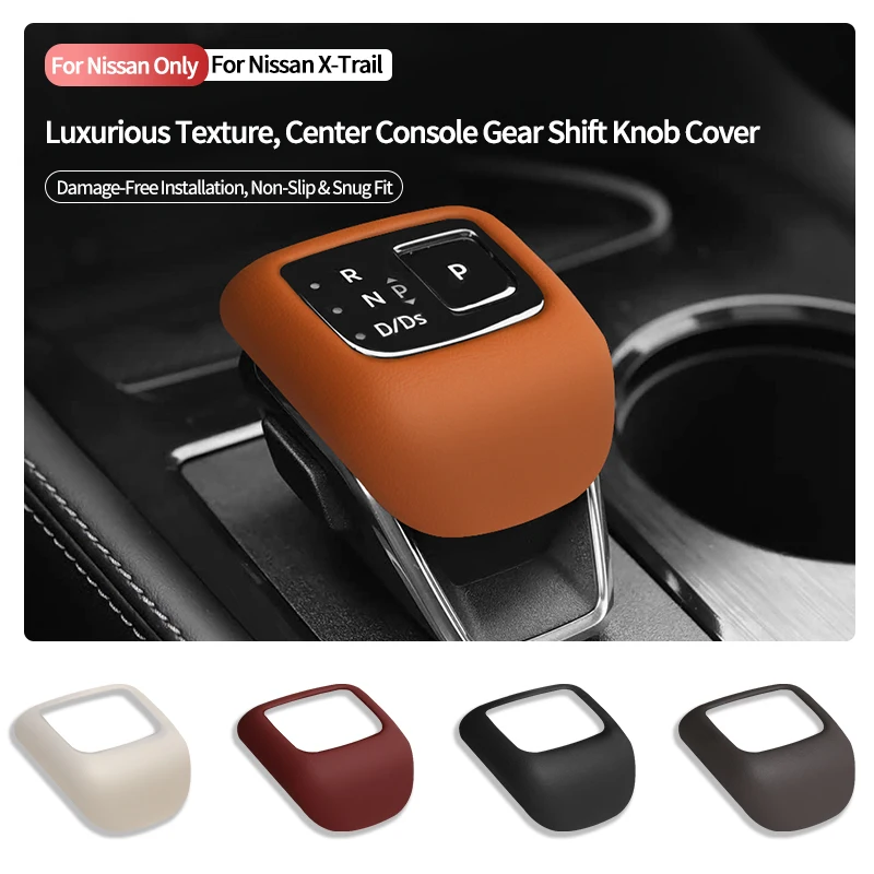 

For Nissan X-Trail Pathfinder (2021-2023) Original Leather Gear Shift Knob Cover Lever Shifter Boot Anti Scratch Car Accessories