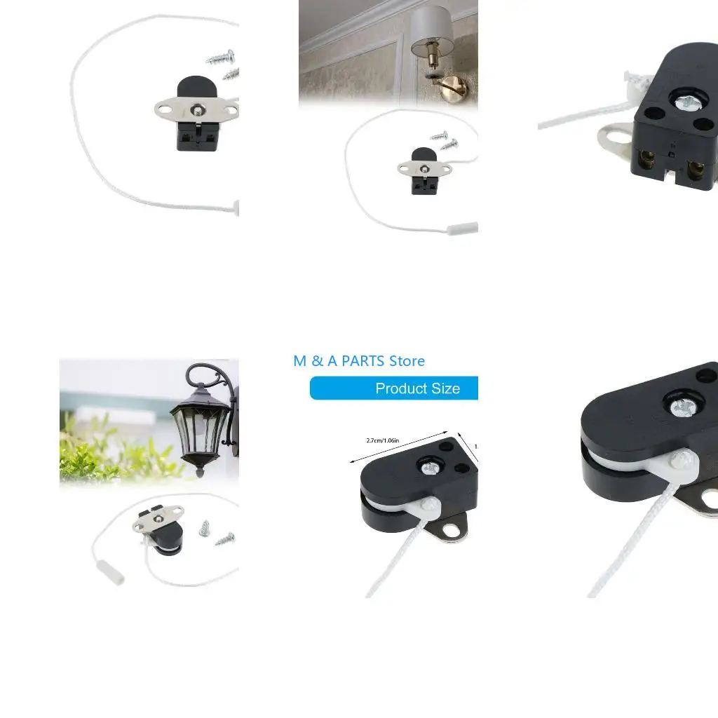U1JF Easy To Install Black Pull Cord Switches 2A 250V Ceiling Fan Light Switches Suitable For Different Lamp Types