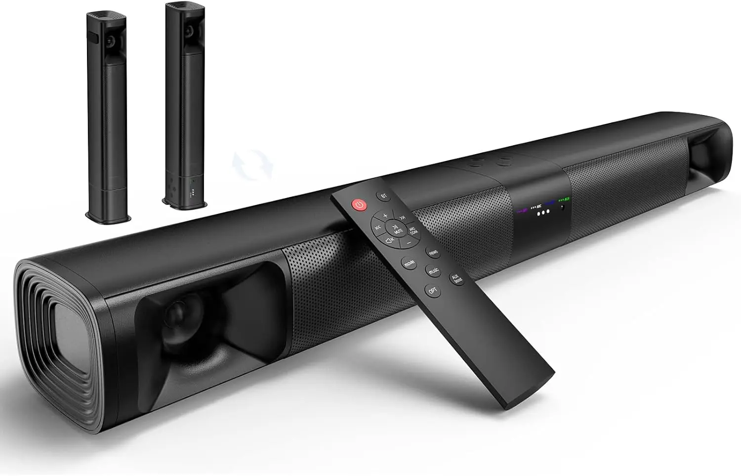 

80-ваттная съемная звуковая панель для Smart TV с Bluetooth, оптическим входом/ARC/AUX, объемным звуком для домашнего кинотеатра, настенное или настольное крепление