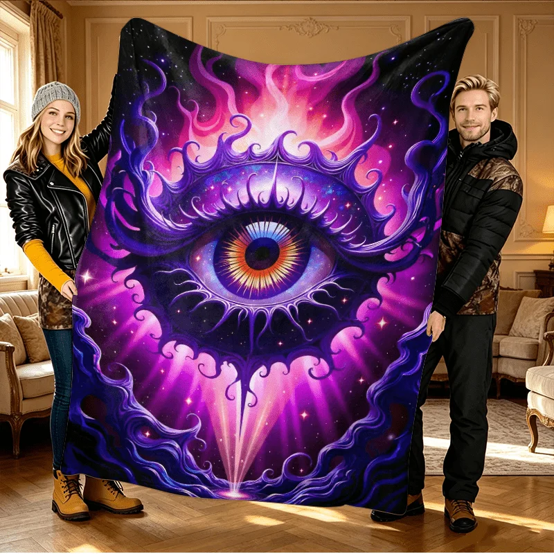 Vibrant Cosmic Eye Galaxy Dreamcatcher Throw Blanket Super Soft Plush Cozy Home Decor Gift