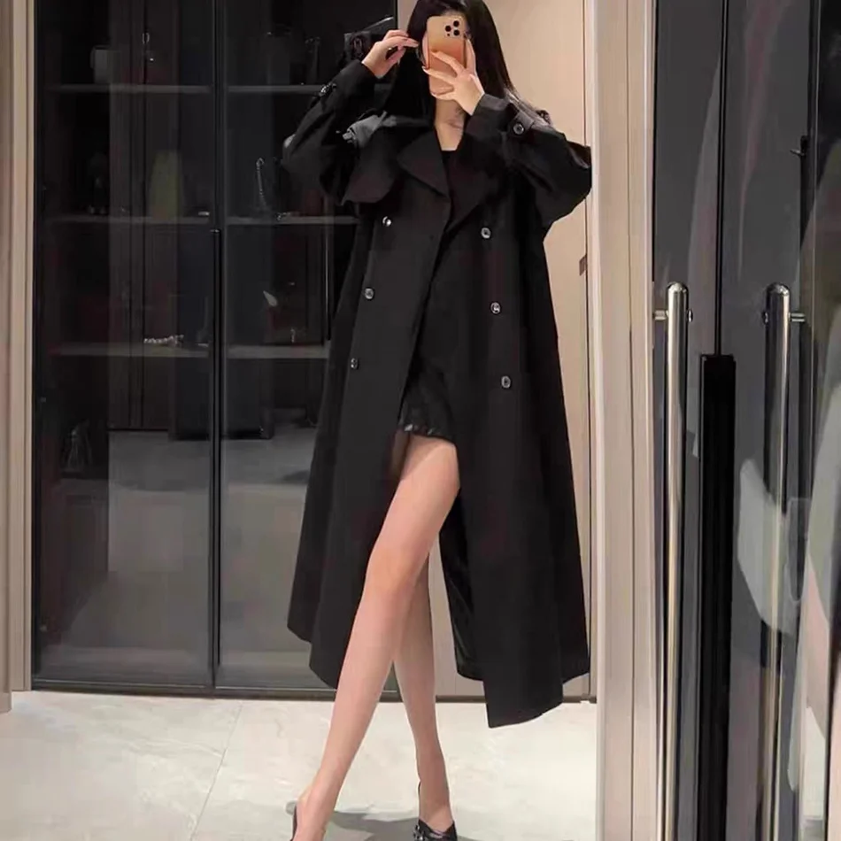 Offer Coats Woman Leather Y2k Trench Coat Features Summer Emo Lengthened Dry College Woman'S Senior Below-The-Knee Springautumn