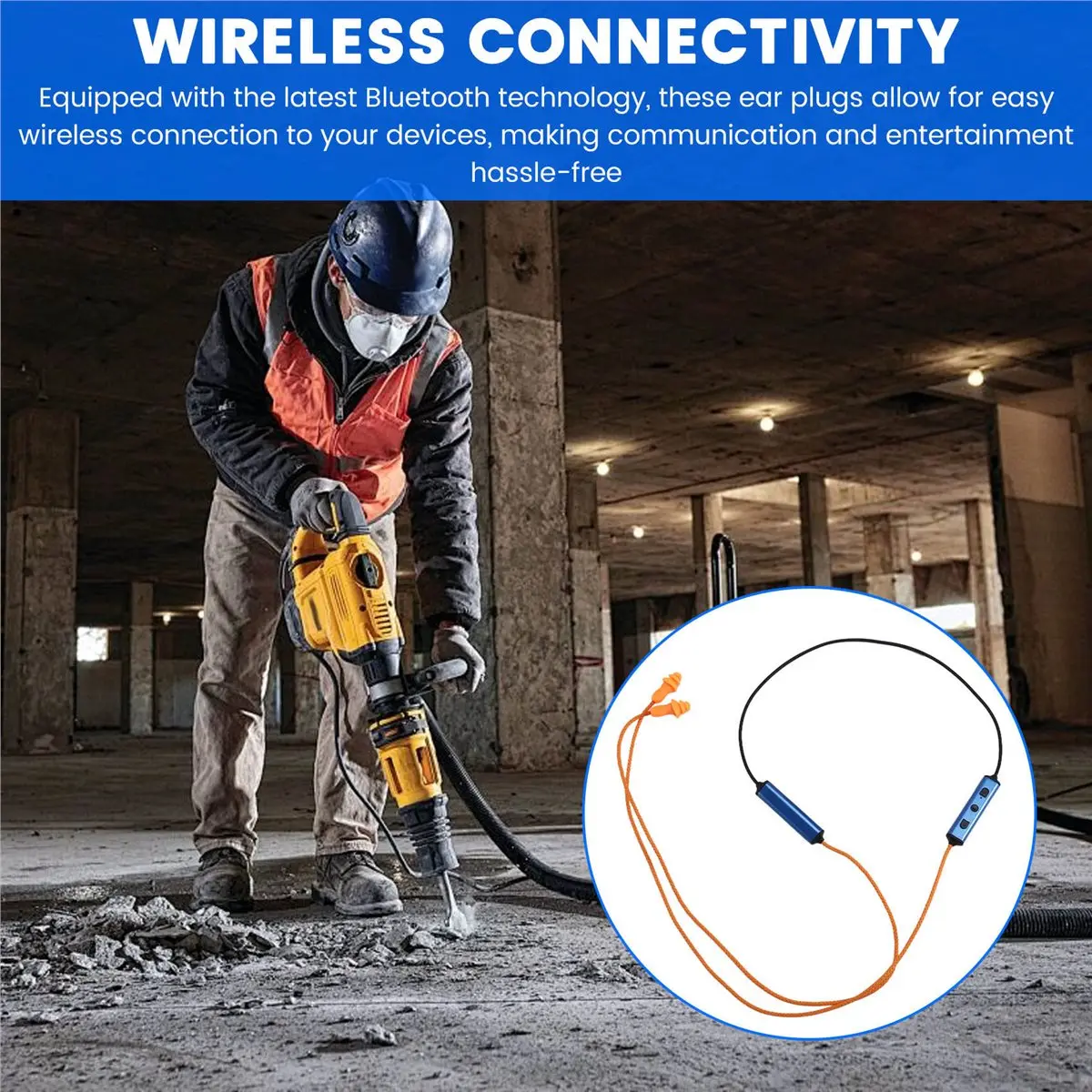Sells well Bluetooth Ear Plugs Earphone Kit for Work,Neckband Noise Reduction Earphone Hearing Protection Earbud for Work Safety