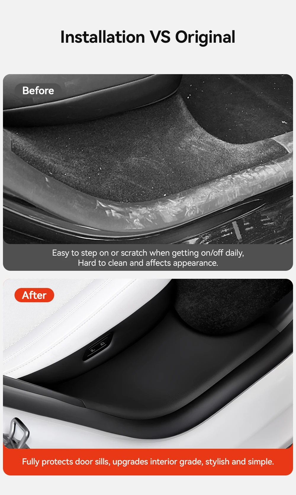 YZ für Tesla Model Y Highland Juniper 2021–2025, hintere Einstiegsleiste, Schutzleiste, Sitz, Anti-Kick-Pad, Eckenschutz, Zubehör – Detail 2