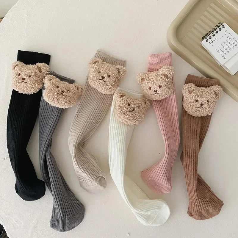 New Baby Socks Kids Toddler Boys Knee High Long Soft Cotton Cute Bear Children Socks Baby Girl Socks 2-8 Years Winter Clothes