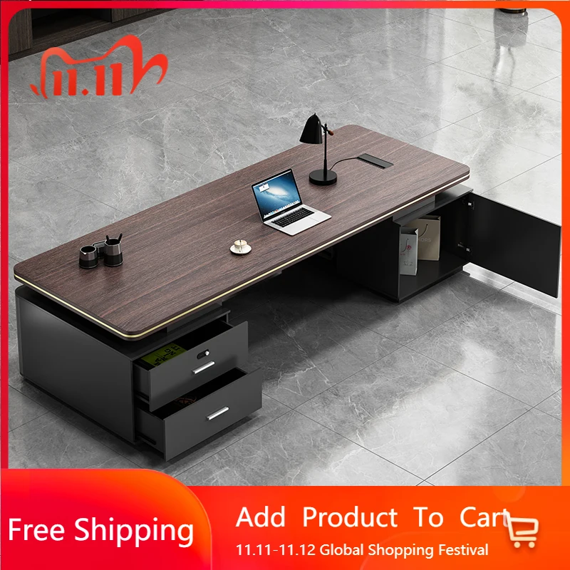 

China Minimalist Luxury Office Desk Black Cheap Modern Designer Long Straight Office Desk Computer Tavolino Terrace Furniture
