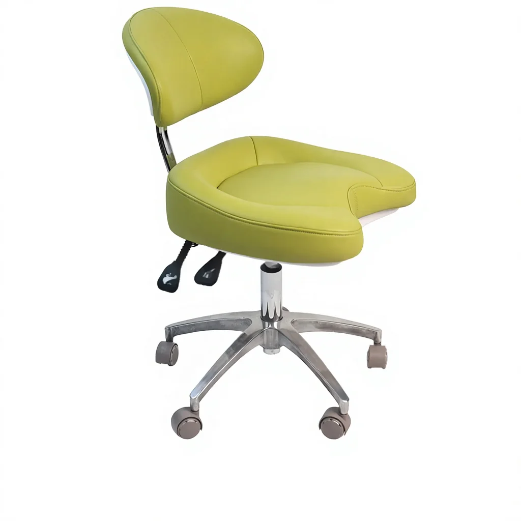 Beauty Salon Synthetic Leather Swivel Stool with Castors and Adjustable Seat in Contemporary Design