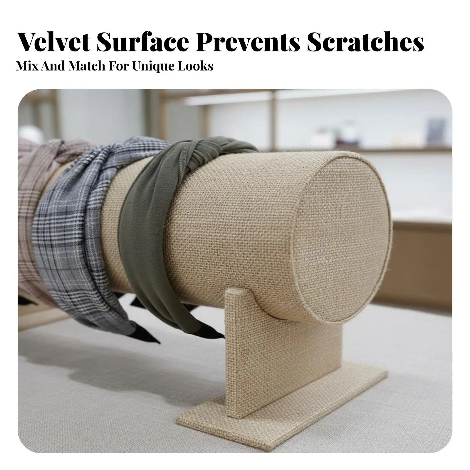 Burlap Jewelry Display Stand Linen Headband Organizer Holder for Hair Bows Necklaces Bracelets Earrings Retail Showcase