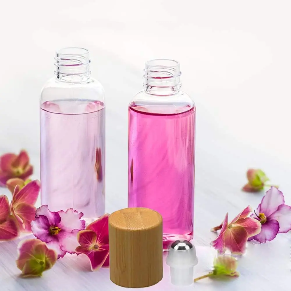 12Pcs 10ml Glass Roll on Bottle with Bamboo Lid for Essential Oils Refillable Perfume Bottles with Stainless Steel Roller Ball