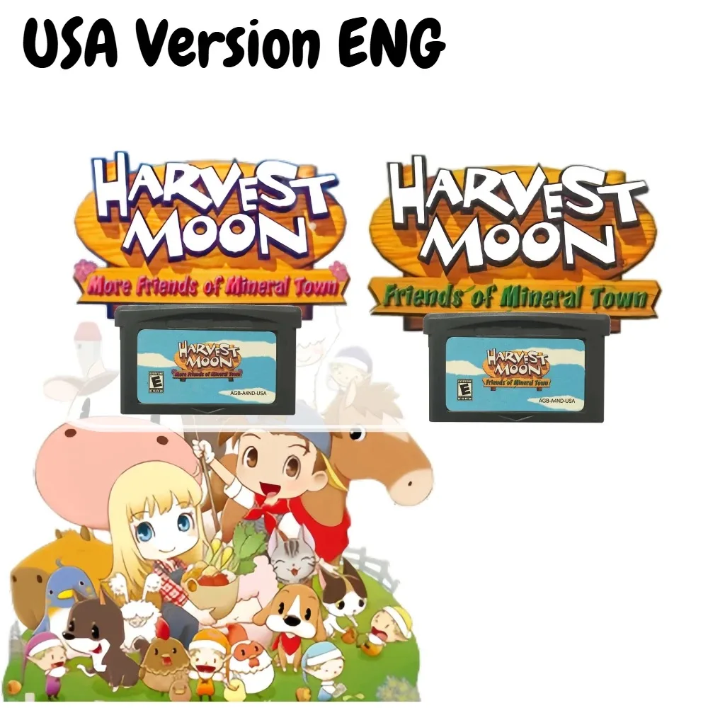 GBA Game Cartridge Harvest Moon Series 32 Bit Video Game Console Card Friends of Mineral Town for GBA/SP/DS Harvest Moon Metroid