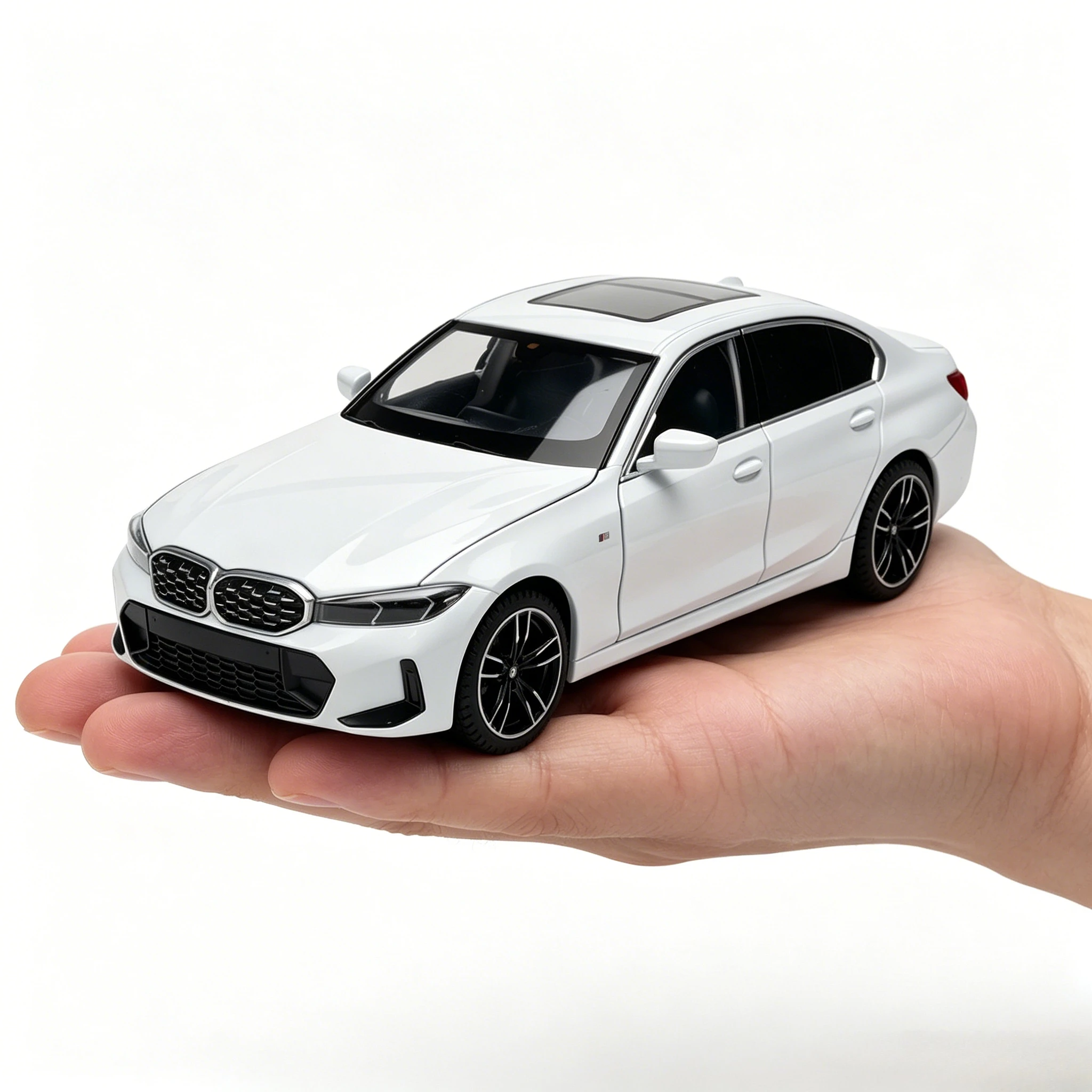 

Scale 1:24 3 series LCI Model Car Toy Doors Opened Pull Back Model Sound Light Front Wheel Steer Car Desktop Decoration