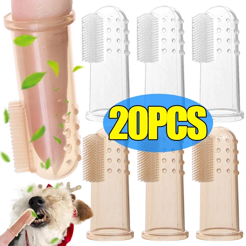 1-20pcs Pet Silicone Finger Toothbrush Soft Cots Cats Dogs Brushing Accessories Pet Teeth Oral Cleaning Supplies Removing Tartar