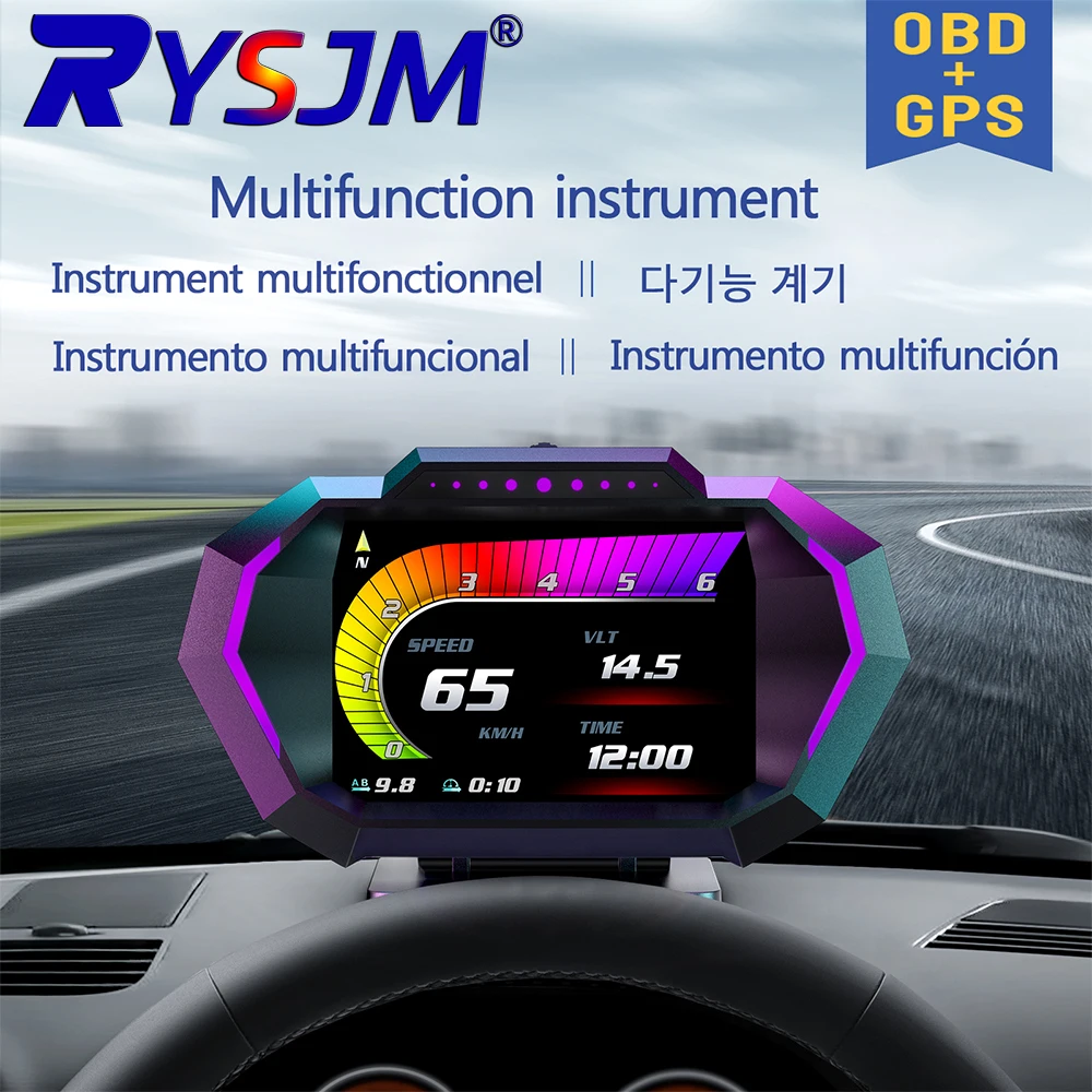 *P24 OBD + GPS Car Head Up Display on Board Computer Speedometer Water Temperature Fuel Consumption Overspeed Alarm