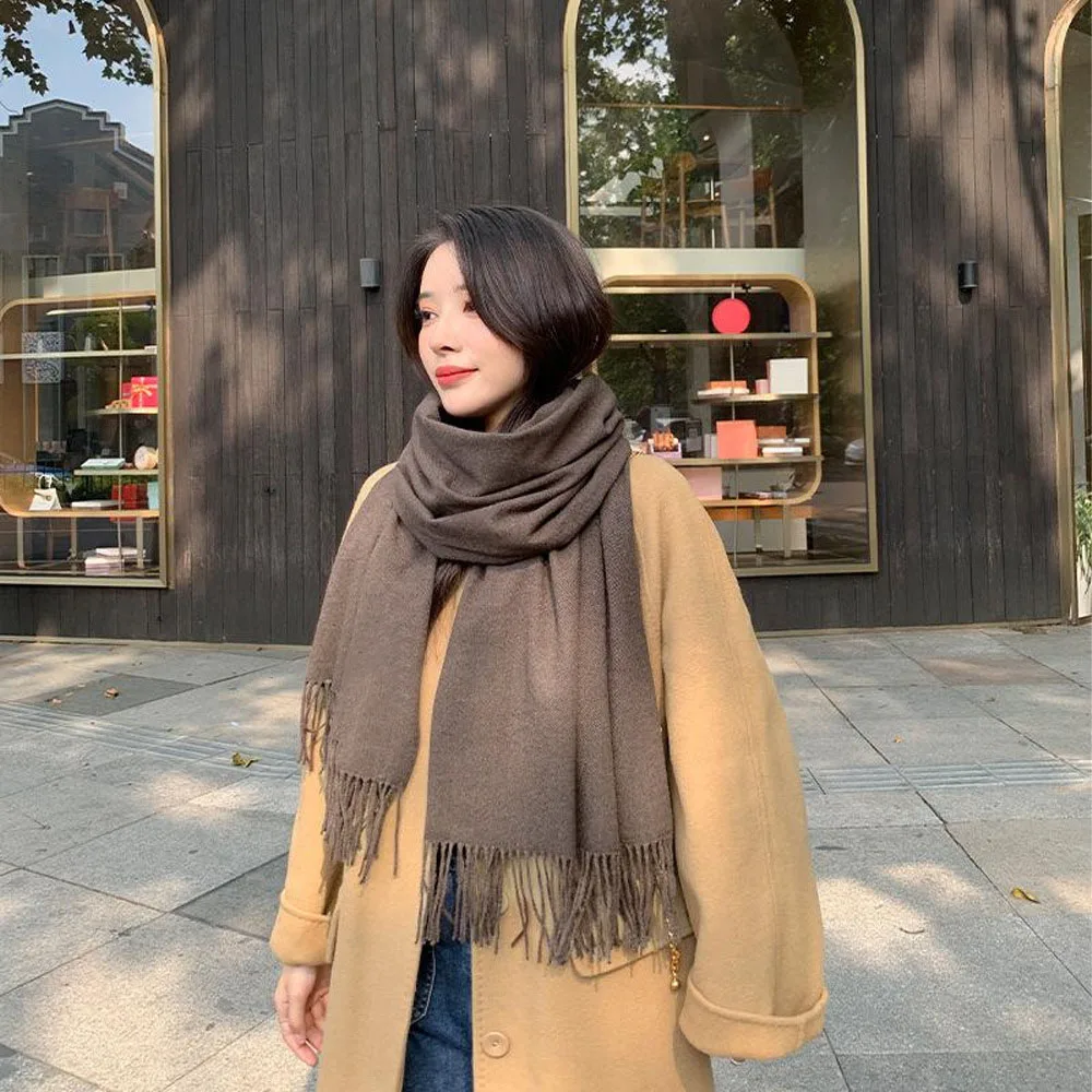 جديد الصلبة الشتاء وشاح امرأة وشاح من الصوف وشاح دافئ المرأة أوشحة شتوية في الهواء الطلق موضة فاخرة شرابات يندبروف الأوشحة