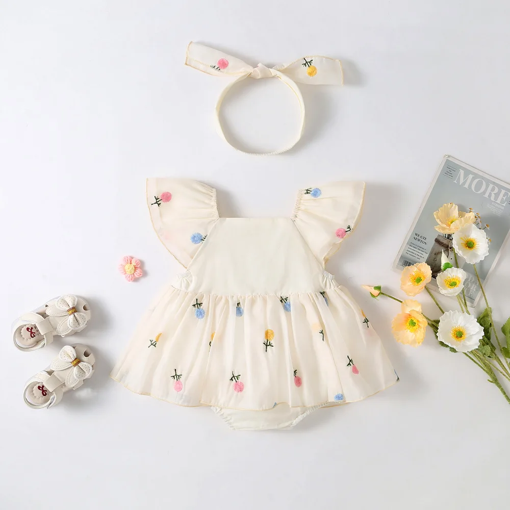 Baby Girl Summer Clothes Short Sleeved Thin Bag Fart Clothes Baby Jumpsuit Fashion Cute Kids Rompers