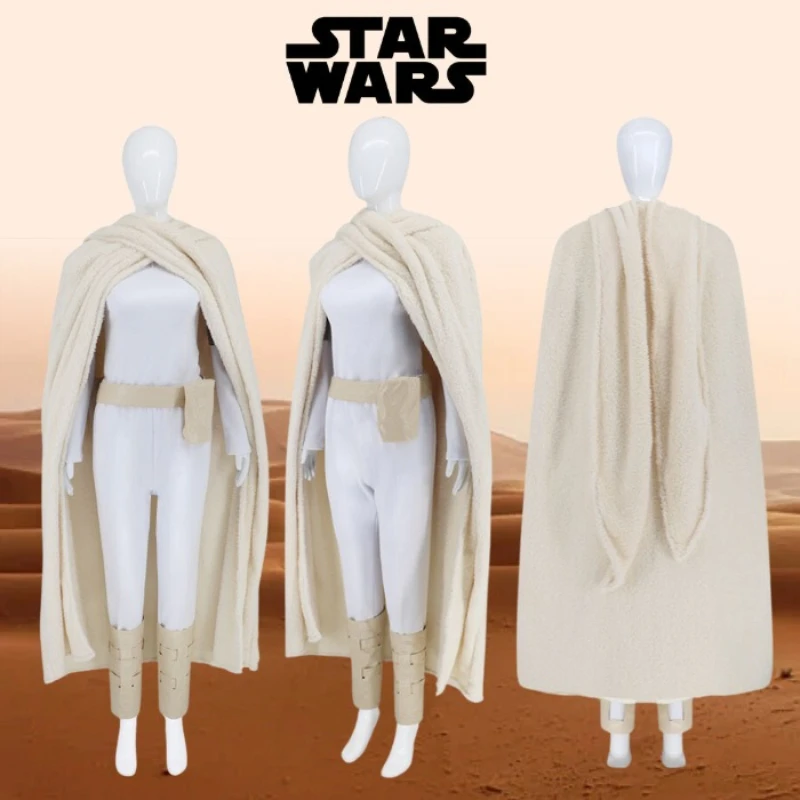 

Padme Amidala Cosplay Costume for Women White Outfit with Cloak Belt Halloween Carnival Party Cosplay Outfit