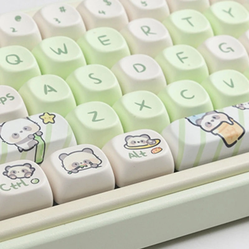 Teclas altura MOA, 137 piezas, sublimadas por calor, PBT, Panda verde lechoso, juego teclas, personalización para teclados