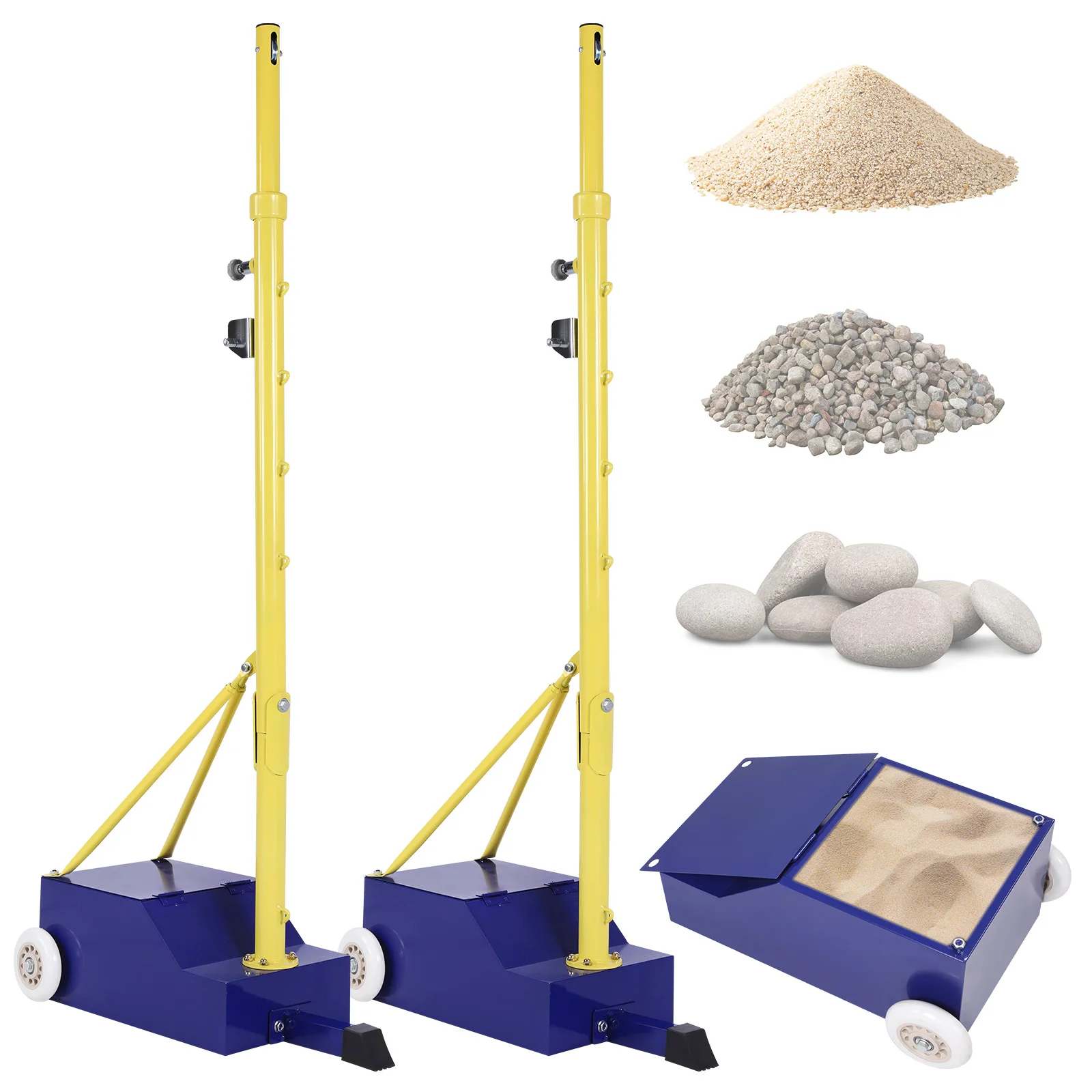 

Volleyball Poles Volleyball & Badminton Poles Set with Wheels & Nets 2 Height Adjustable Settings