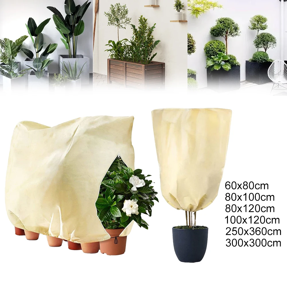 Plant Cold Proof Cover Winter Protection Frost Blanket With Adjustable Drawstring Zipper Freeze Protection Bag For Garden Shrubs