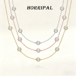 HORRIPAL D VVS1 Moissanite Necklace for Women Sterling Silver with GRA Clavicle Chain Plated 18K White Gold Wedding Fine Jewelry