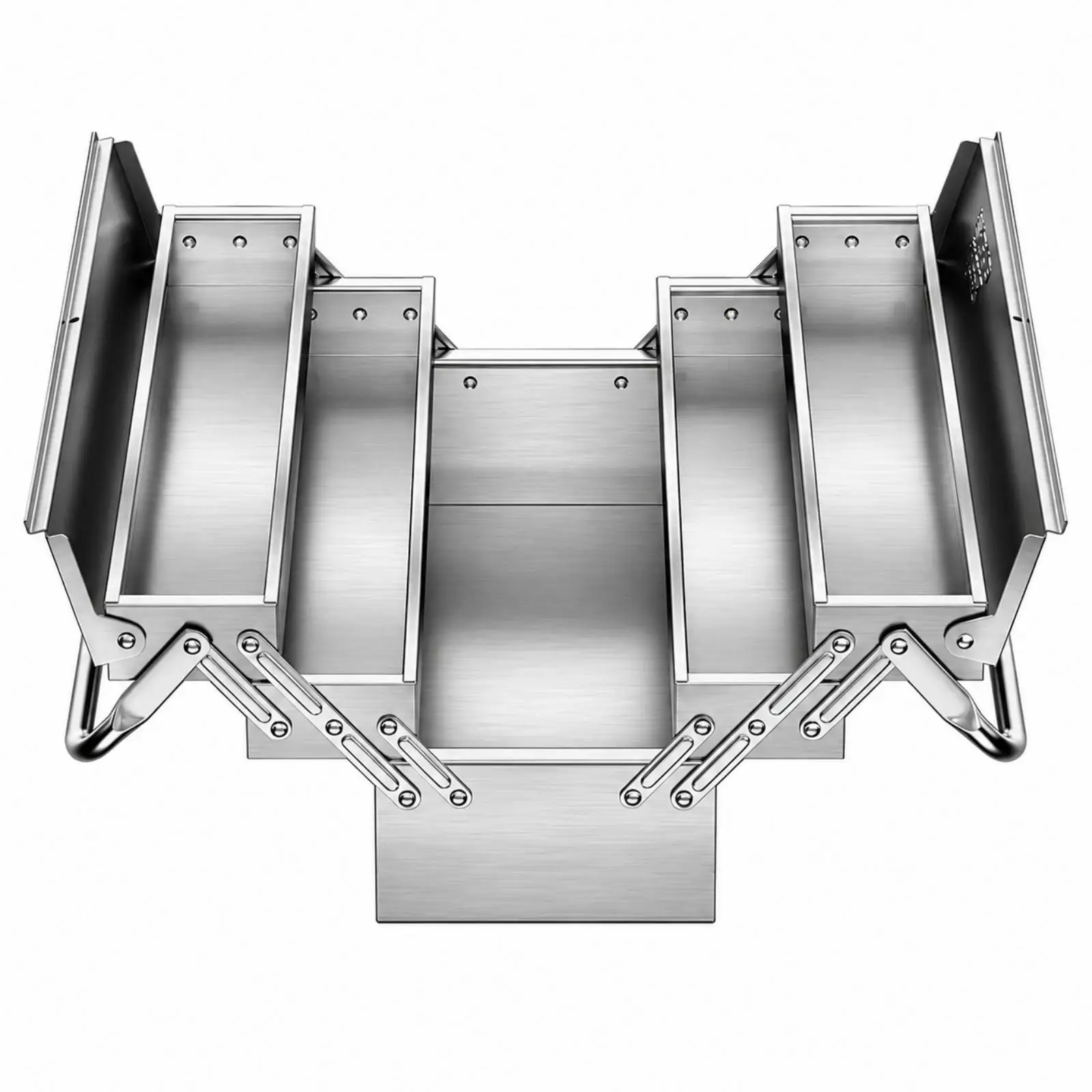 Three Tier Folding Industrial Cabinet Stainless Steel Metal Tool Box with Handle for Vehicle Maintenance