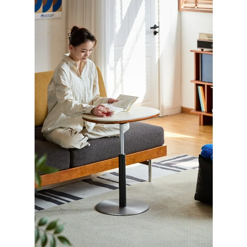 European-style modern marble lifting coffee table, solid wood portable home living room fashion furniture