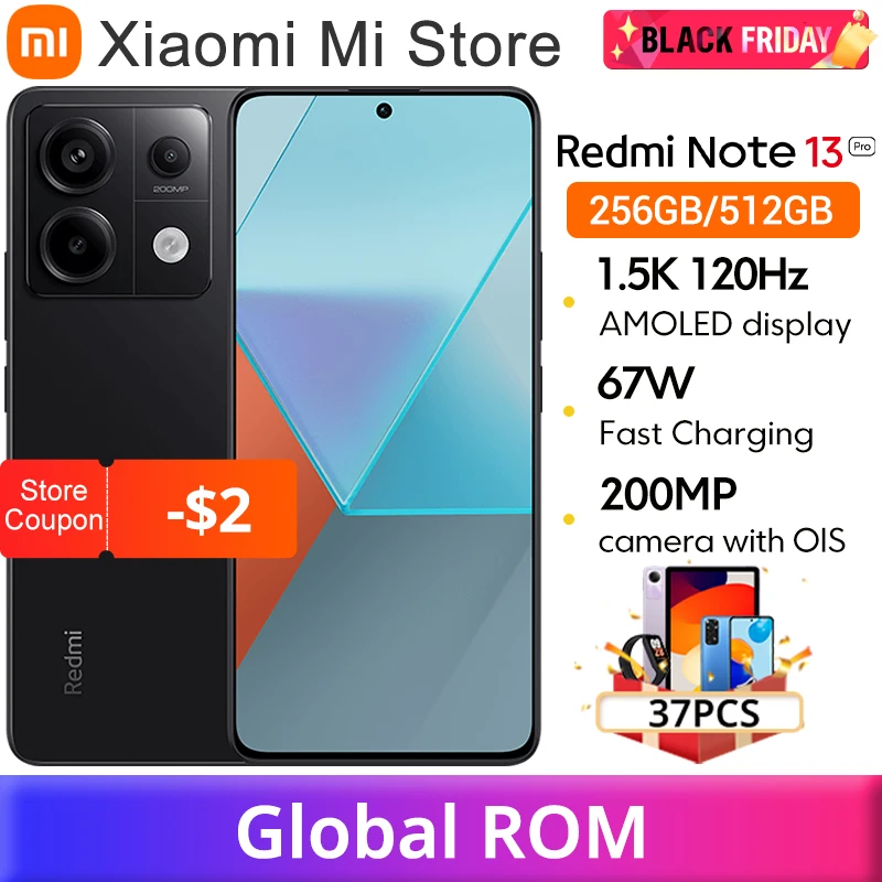 Rom global xiaomi redmi note 13 pro 5g smartphone snapdragon 7s gen 2 120hz tela 5100mah 67w carregamento rápido 8gb 256gb celular