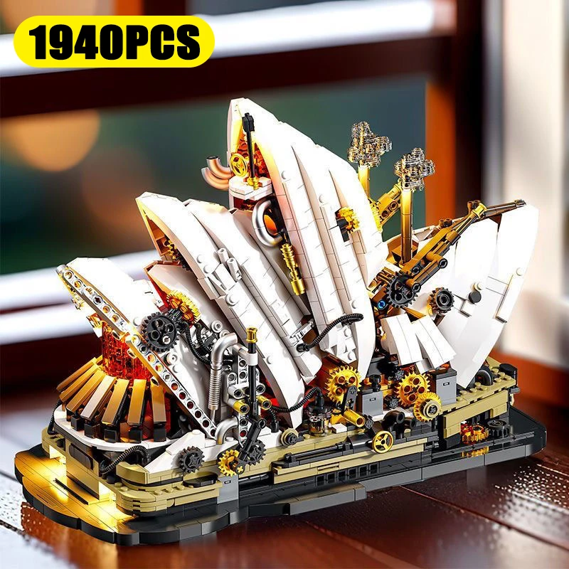 

1940PCS Creative Mechanical Sydney Opera House Building Blocks Model MOC Modular Construction Building Bricks Toys Kids Gifts