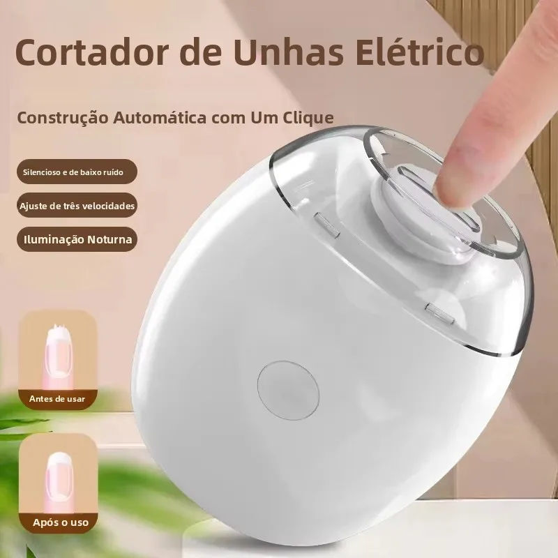 Cortador de Unhas Elétrico 2 em 1 com Luz LED, Anti-Esmagamento, Lixador Automático e Aparador para Bebês - Mini Ferramenta de Manicure para Cuidados com as Unhas