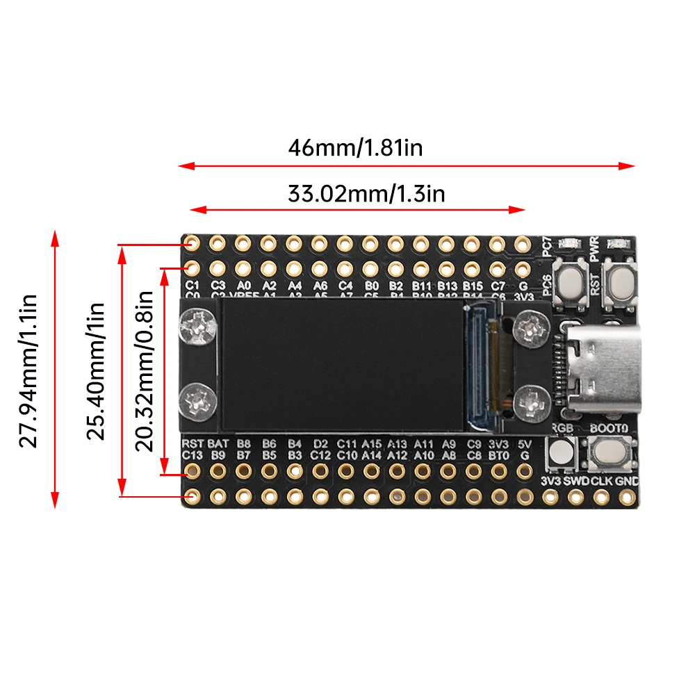 STM32F103RCT6 Cortex-M3 kernel Microcontroller Development Board With 0.96-Inch Screen And 8MB Flash Minimum System Board