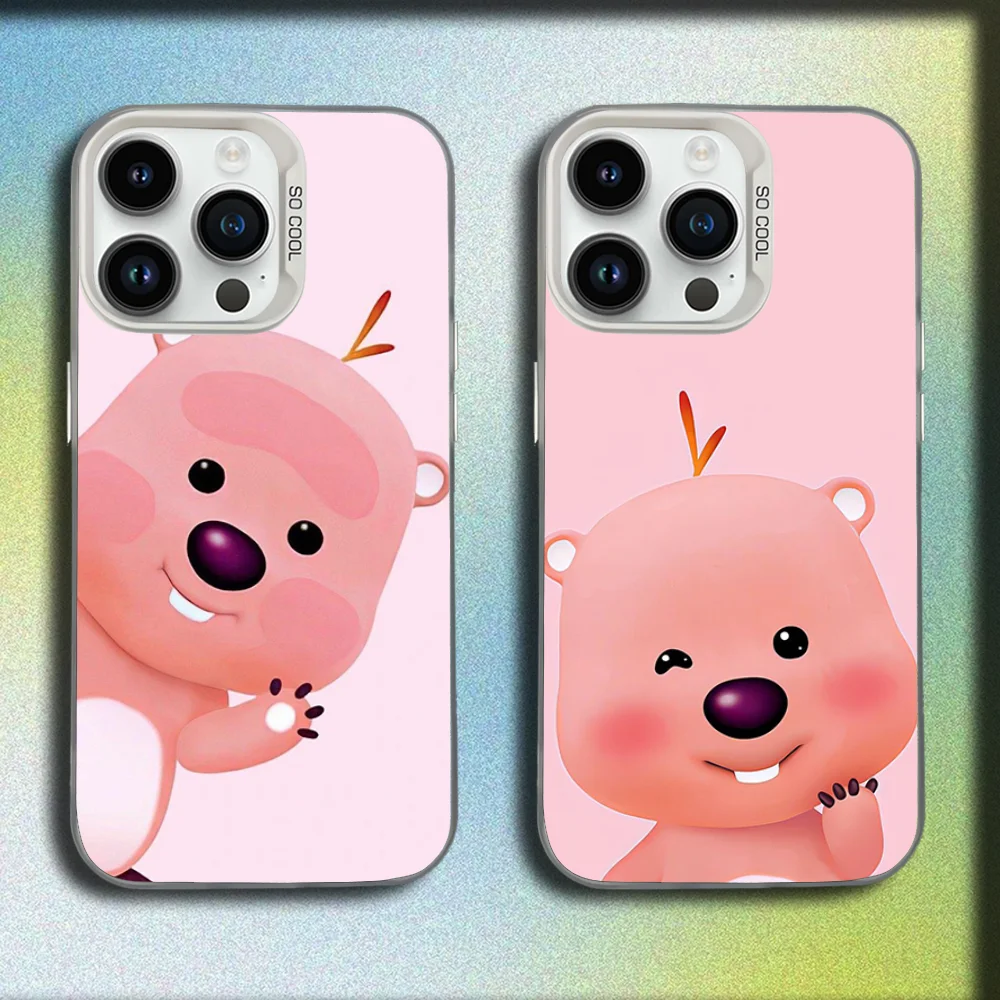 

TPU L-Loopys cute Phone Case For iPhone 16,15,14,13,12,11,Mini,Pro,SE,MAX White Matte Shockproof Cover