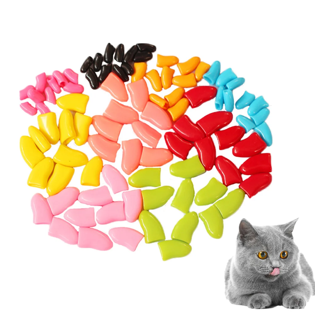 140 Pcs/7 Pet Nail Cover Anti-scratch Claw Protector Caps for Cats Set Covers Silica Gel Paw